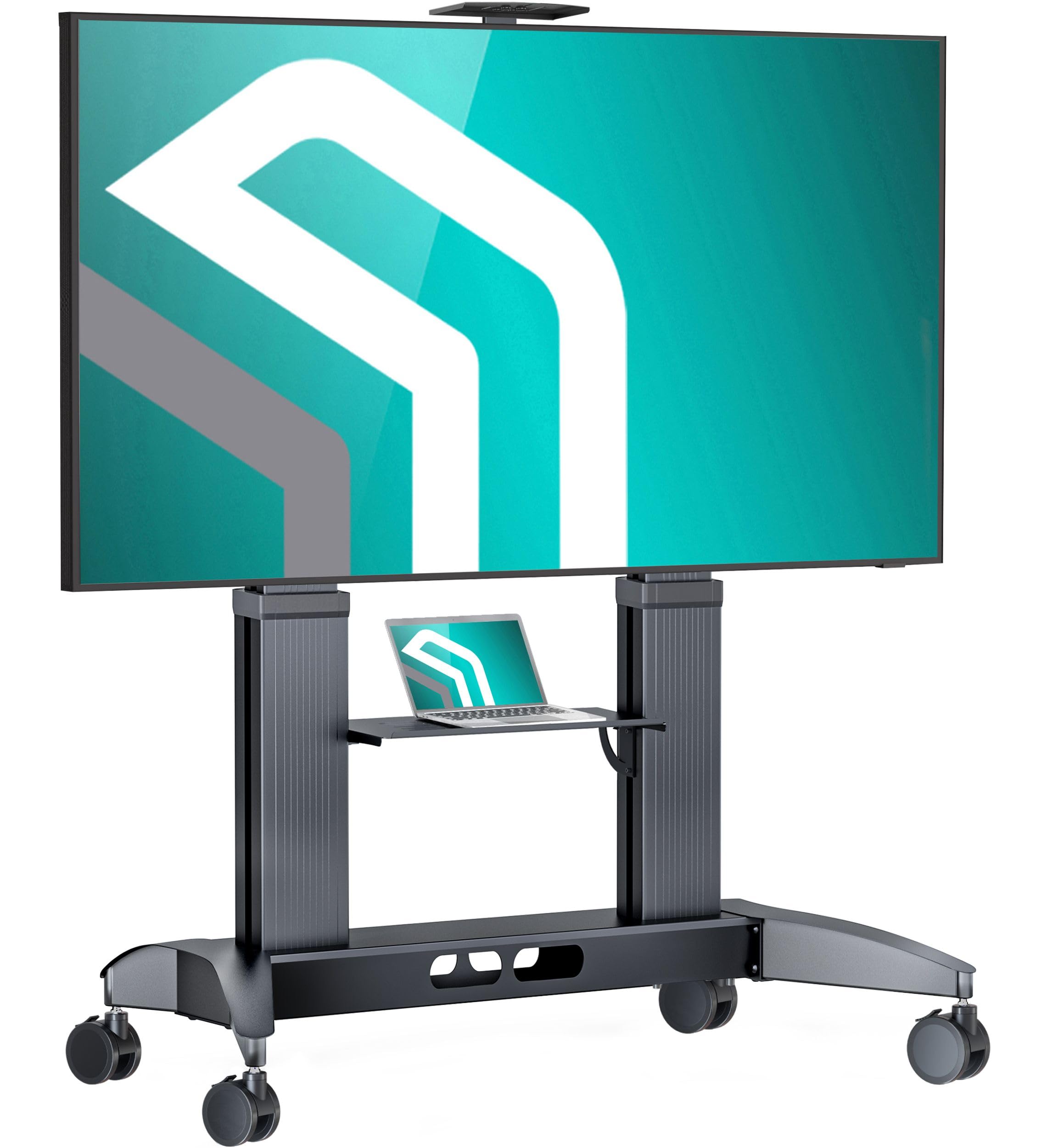 ONKRON Mobile TV Stand on Wheels for 70-110 Inch Screen, max Load up to 320 lbs, Height Adjustable TV Portable Stand max VESA 1000x600 Heavy Duty Aluminum TV Cart Rolling TV Stand with Shelf Black