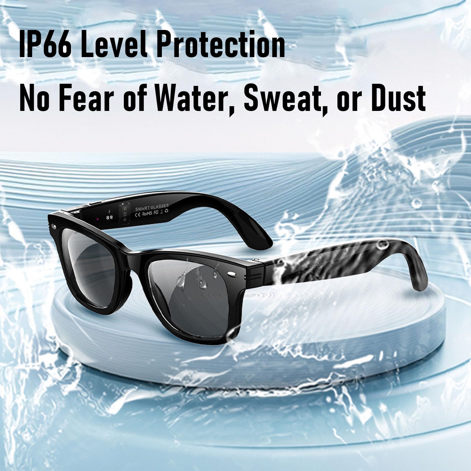 Jectse Lunettes Intelligentes AI, Traduction en Temps Réel Bluetooth 5.3 avec Prise en Charge ChatGPT 4.0, pour Les Appels Musicaux et Les Voyages Internationaux