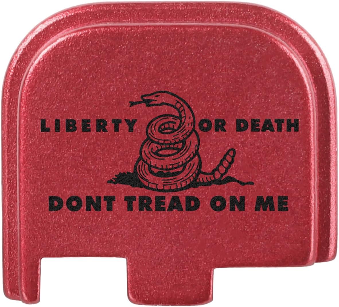 NDZ Performance Slide Cover Back Plate for Glock 43 43X 48 & PSA Dagger Micro – Aluminum Upgrade with Black Engraving – Don't Tread On Me Liberty and Death – Red