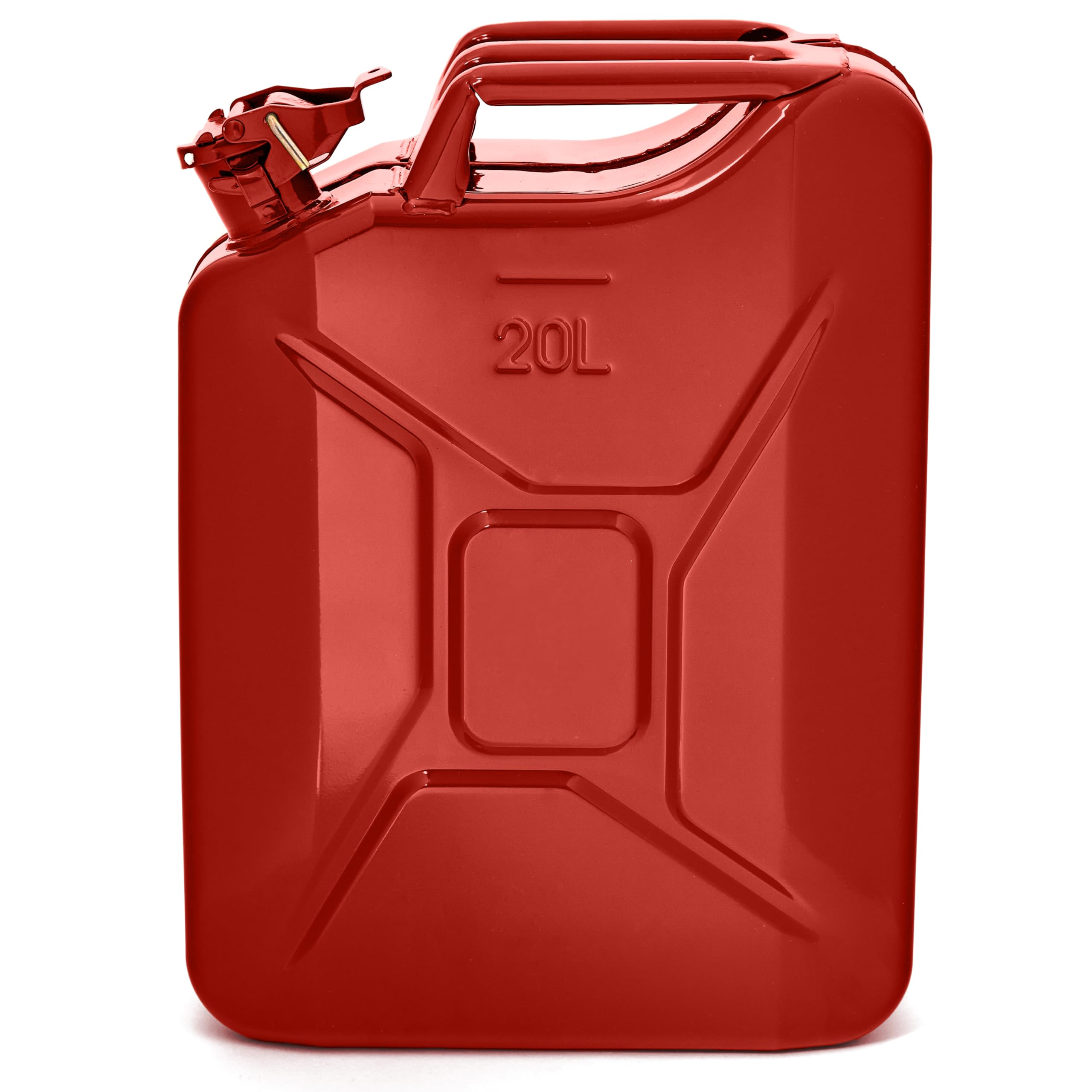 BW© Tanica per carburante in metallo, 20 litri, colore rosso, RAL 3000, certificata TÜV e approvazione ONU, Made in Europe
