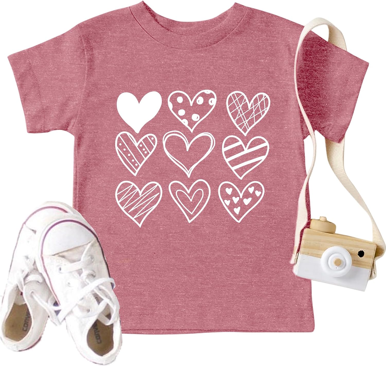 Toddler Valentine's Day Shirts Boys Girls Cute Love Heart Graphic T-Shirt Casual Short Sleeve Tee Tops