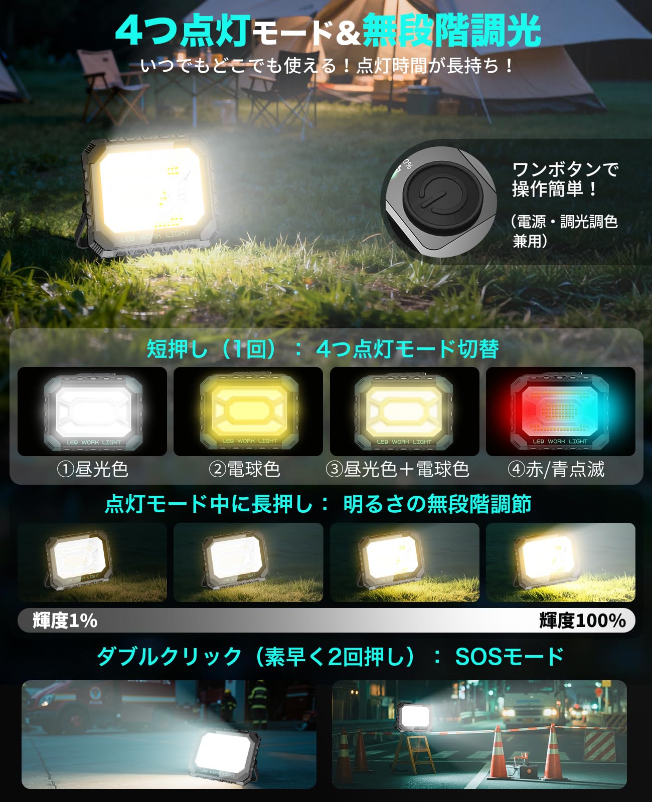 Amazon.co.jp: SUKITEN 投光器 充電式 LED 200W 16000mAh 16000lm