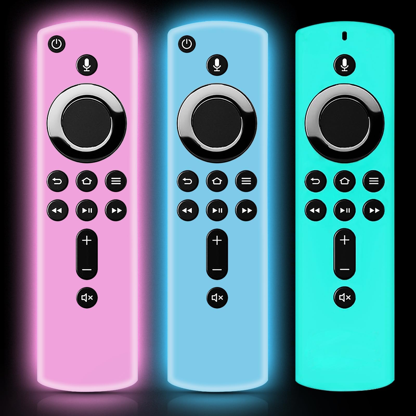 ONEBOM (3 Pack) TV Remote Cover Case, Silicone Remote Cover, Remote Control Cover(Glow Pink+Glow Blue+Sky Blue)