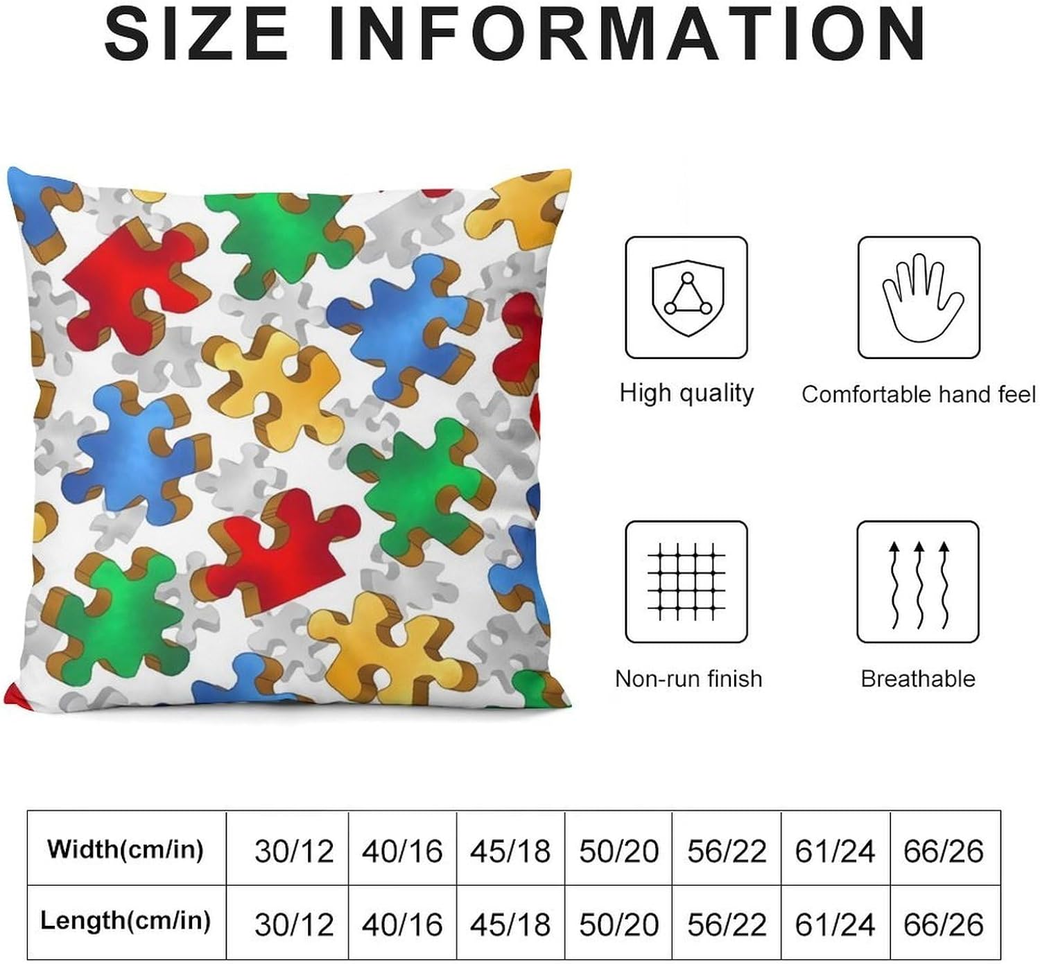 Autism Puzzle Super Soft, Smooth and Comfortable Pillow Cover, Four Pillowcases 24 "x24