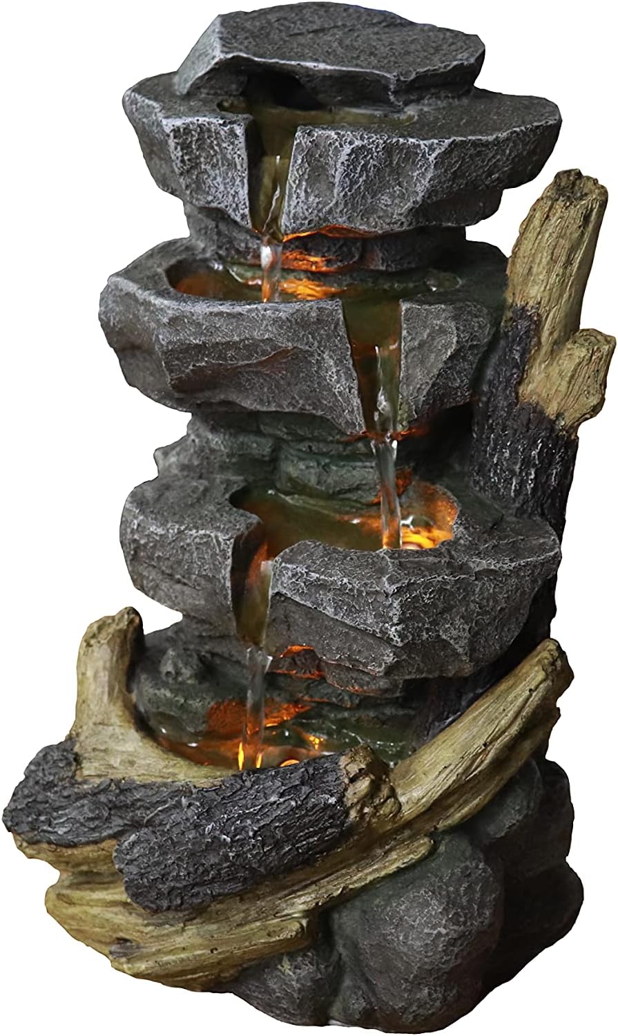 Warm Garden Relaxation Fountain Indoor Fountain Metal Like Fountains Fountain for Interior Decoration Tabletop Fountains : Home & Kitchen