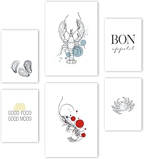 Mia Félice Premium Poster Set » Seafood « 2x A3 | 4x A4 - Moderne Bilder für das Wohnzimmer und Schlafzimmer - Wandbilder ...