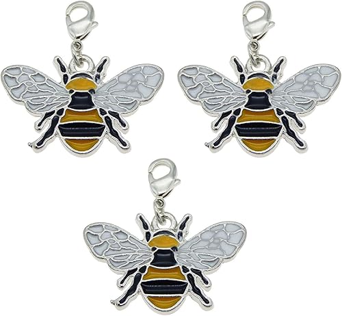 Miniatura 5 de Julie Wang 28 dijes de abejorro esmaltados de plata para joyería, pulsera, collar con cierre de langosta, Metal, No es una piedra preciosa