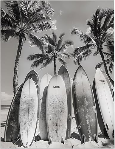 Miniatura 282 de Arte de pared de surf de moda, fotografía retro en blanco y negro, póster de surf, impresión costera, impresión vintage de surf, pósters deportivos