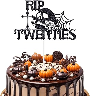Rip Twenties Cake Topper, Older Wiser Hotter, Death to My 20s, Old English Theme 30th Birthday Party Decorations for Adult