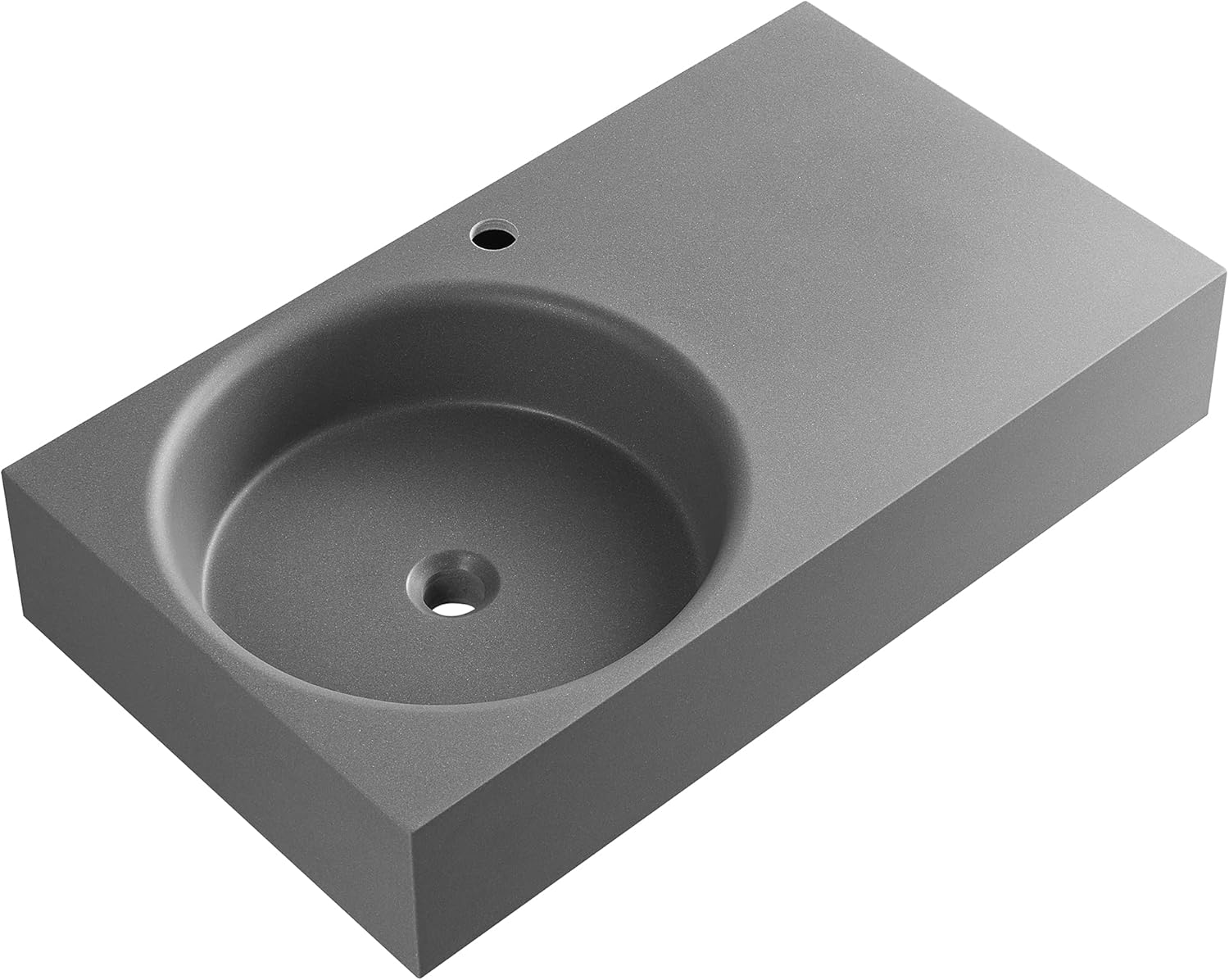 Serene Valley Bathroom Sink, Wall-Mount or On Countertop, 32" with Round Sink and Flat Space, Single Faucet Hole, Premium Granite Material in Gray