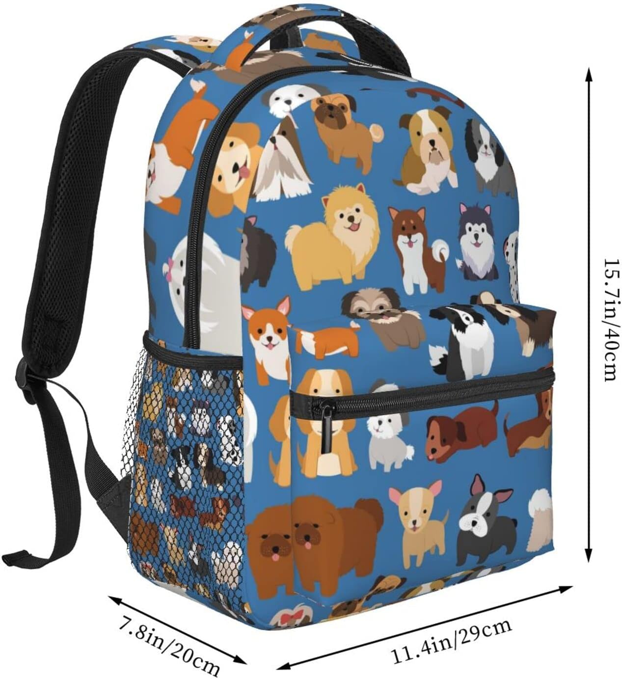 Fiokroo Cute Puppy Dogs Animal Backpack School Bag For Students Teens Men Women Laptop Backpacks Travel Daypack Bag With Multiple Pockets - Image 2
