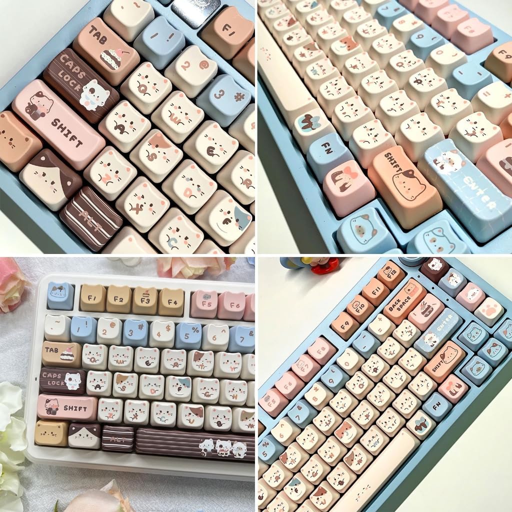 Sea Salt Kitten Keycaps Mao Profile Keycap for Personalizing Mechanical Keyboards
