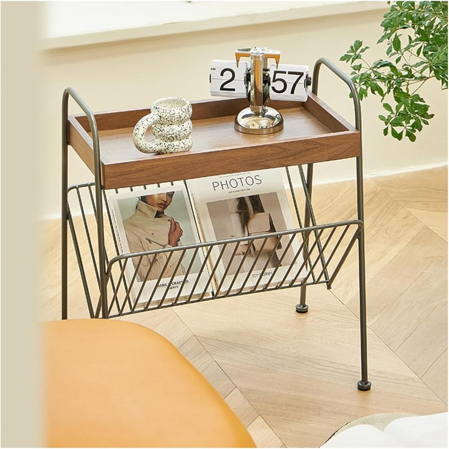 Magazine Rack,Book Display Rack, Newspaper Stand Brochure Organizer with Handles Easy to Move for Living Room Bedroom Home Office