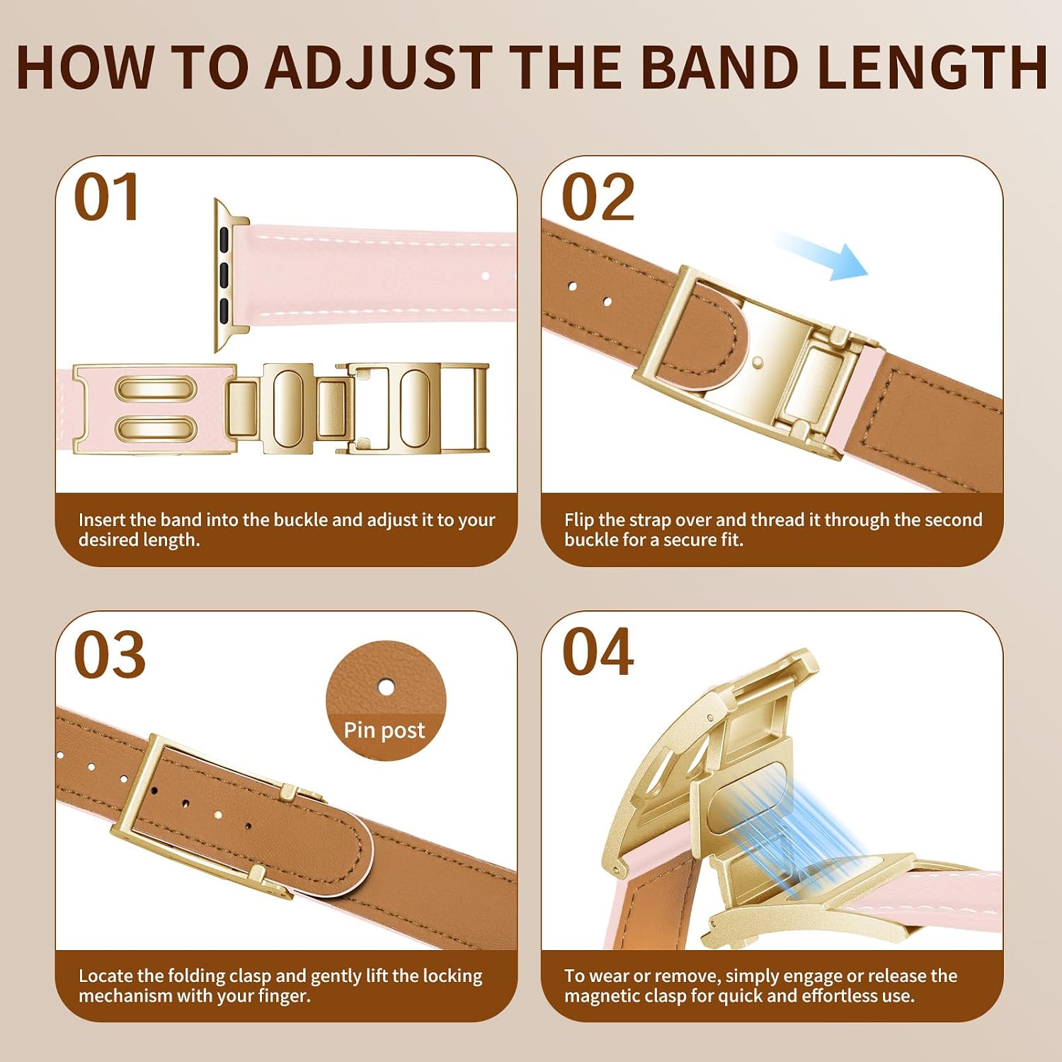 Leather Magnetic Band Compatible with Apple Watch for Women image 5