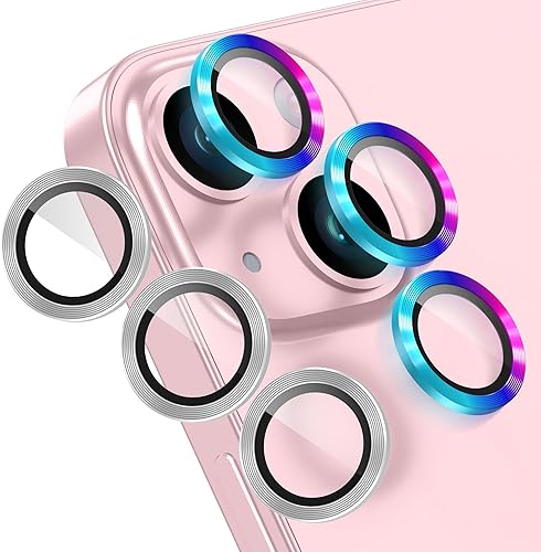 Miniatura 66 de AGVEE 3+3 6 Pack para iPhone 12 Pro Max de 6.7" Protector de lente de cámara, anillo metálico Bling Diamond y Bling Glitter, película de cubierta de
