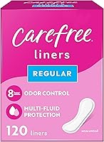 Carefree Regular Unwrapped Unscented Panty Liners, 120ct - 8-Hour Odor Control, 2x Absorbency for Daily Leaks & Freshness