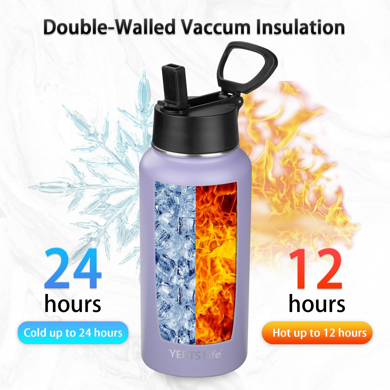 Isolierte Edelstahl-Wasserflasche Mit Strohhalm & Griff – 765 Ml, Doppelwandig