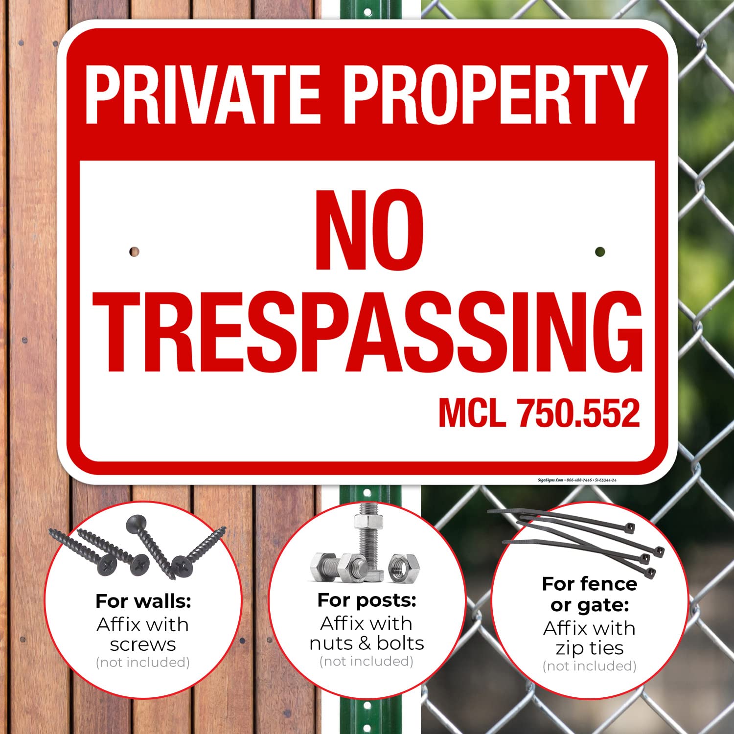 Michigan No Trespassing Private Property Sign, 18x24 Inches, Rust Free .063 Aluminum, Fade Resistant, Made in USA