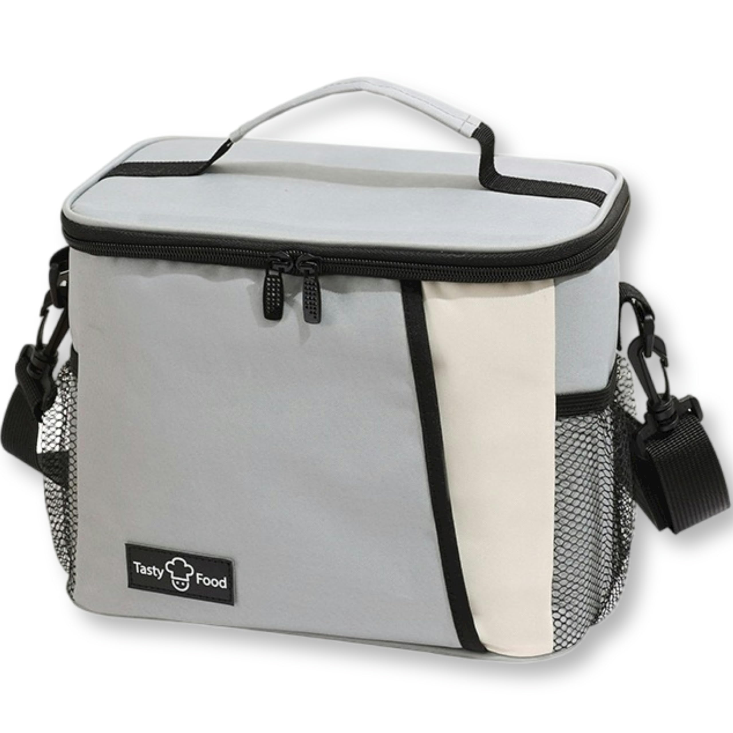Borsa termica per il pranzo con tracolla regolabile, in nylon, borsa per il pranzo preppy, grande borsa termica per il pranzo, riutilizzabile, con smiley, borsa per il pranzo preppy, per ragazze