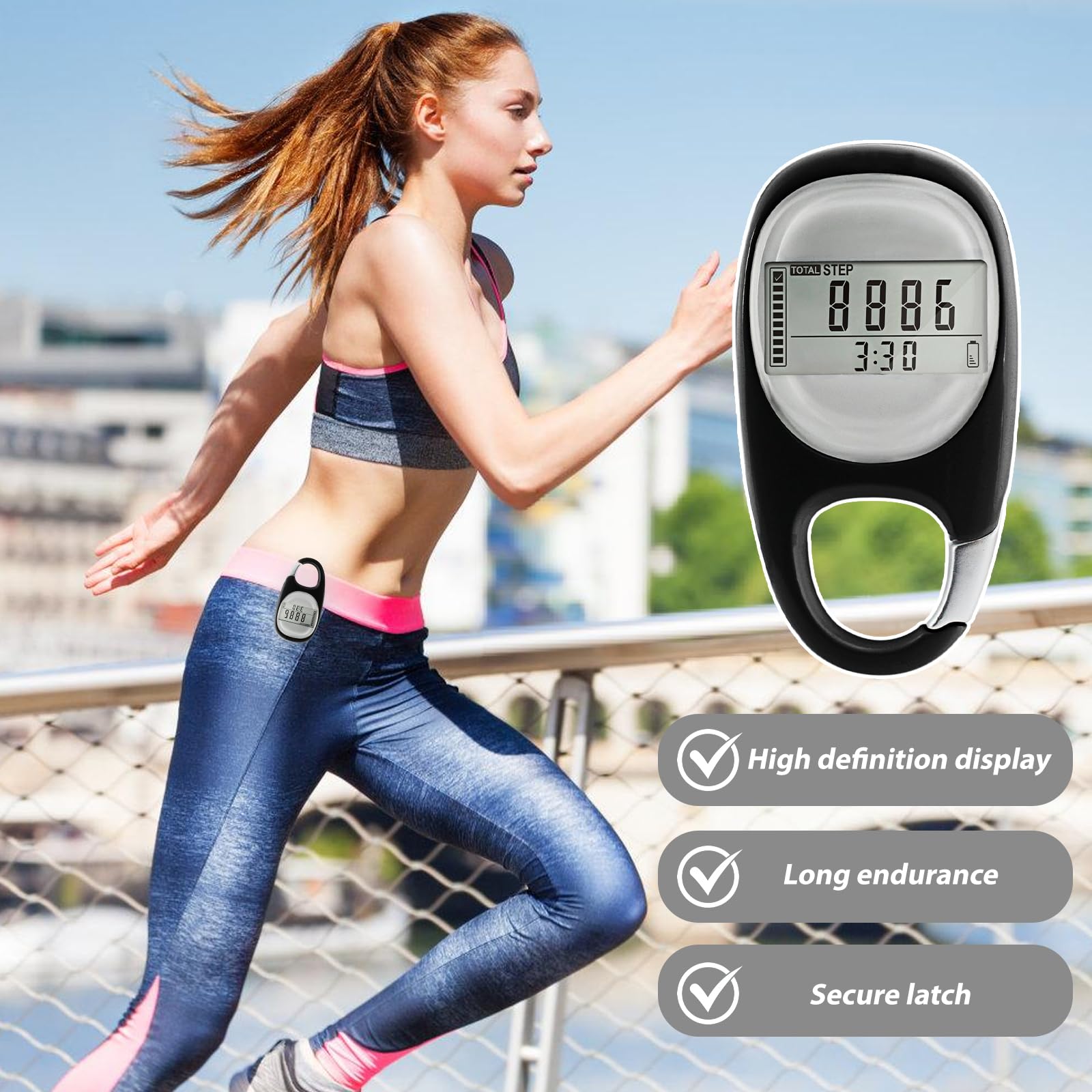 Podomètre 3D Numérique Portable avec Clip - Compteur de Calories Précis sans Application ni Téléphone, Idéal pour la Marche