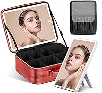 Vista 18 de JUSRON Bolsa Organizadora Portátil para Maquillaje con Divisores Ajustables, Soporte para Brochas de Maquillaje, M