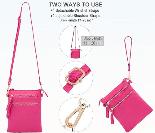 Miniatura 4 de Solene Bolso cruzado pequeño para mujer, múltiples bolsillos con cremallera con muñeca desmontable, bolso de viaje ligero, bolsa para teléfono