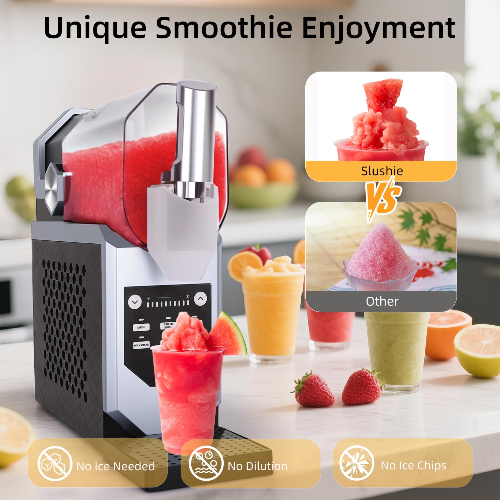 Macchina per Granita - Sorbetto Elettrica 2,0L 220W, Bevande in 15-60min, 2,0L per Ingredienti, Tattile, 5 Modalità, per Granite, Cocktail, Frappé, Milkshake e Succhi