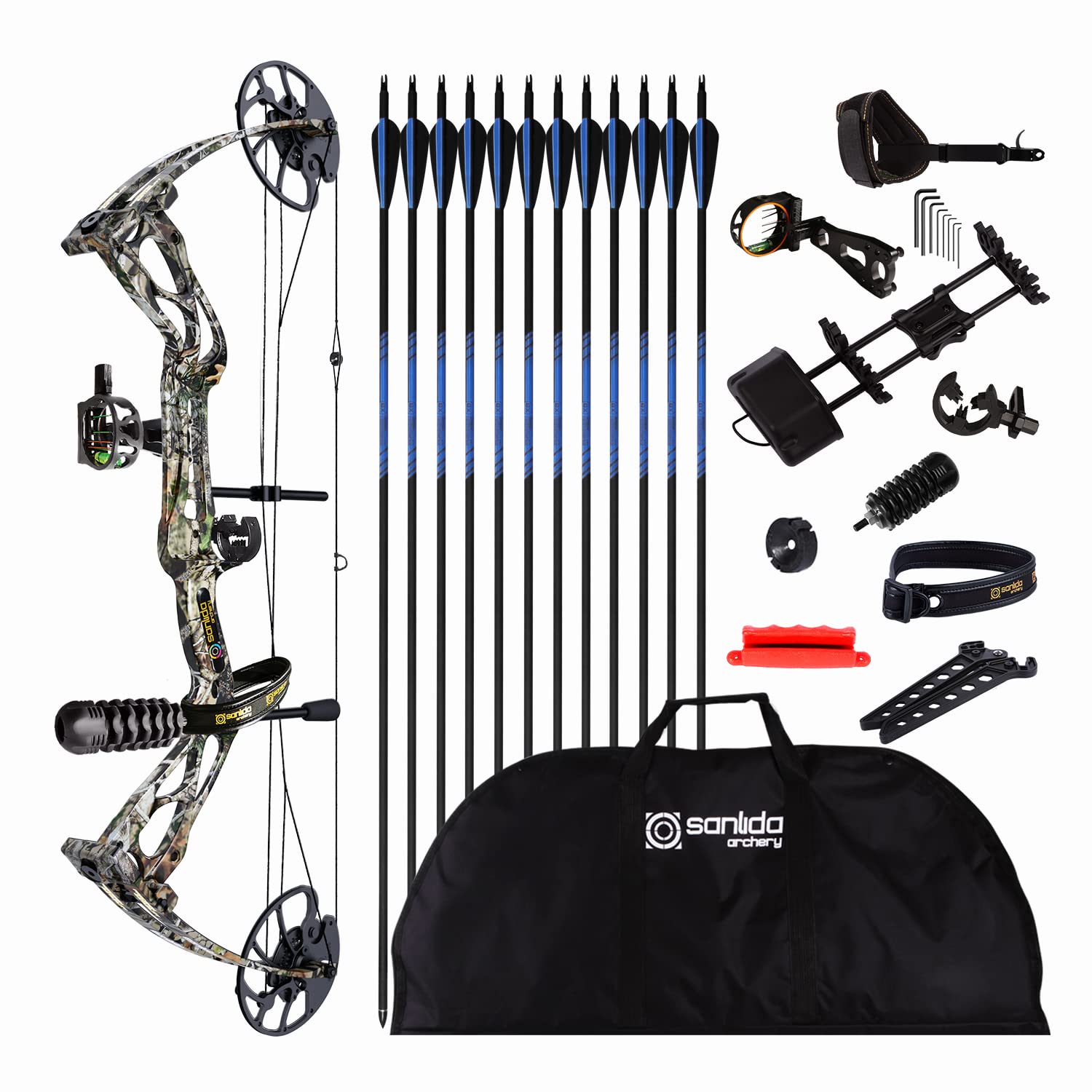 Sanlida Dragon 8 Carbon Hunting Arrows 24-Pack 360 Spine With Dragon X9 Stabilizer - Pure Carbon Archery Set
