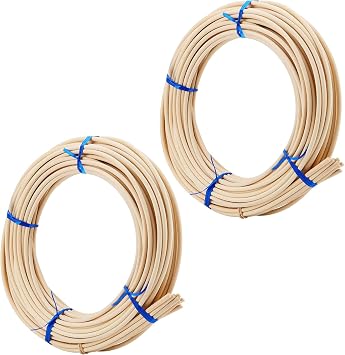 MOUYAT 2 Roll #8 Reed Spline, Each 66 Feet x 3/16 Inch Round Cane Webbing for Weaving, 20m x 5mm Chair Caning Supplies Wicker Repair Kit for DIY Craft, Decoration, Office Aromatherapy