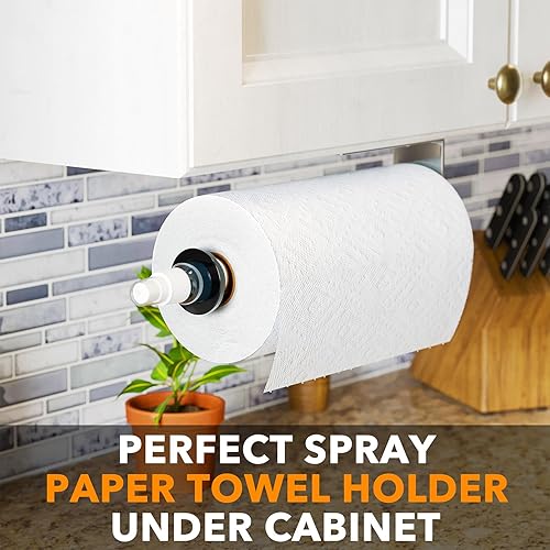 Miniatura 5 de SpaceAid SprayNeat - Soporte para toallas de papel con botella de spray, soporte para toallas de papel debajo del gabinete con rociador en el centro