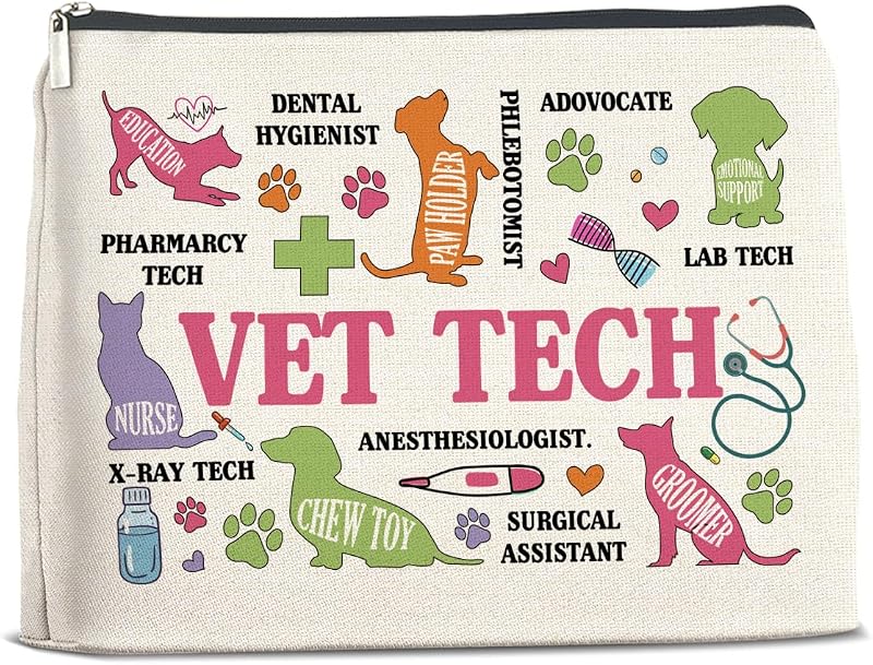 Necessaire de maquiagem UPNEGE com estampa veterinária e zíper