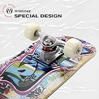 Vista 5 de WHOME Pro - Patineta completa para adultos, jóvenes y niños principiantes, de 31 pulgadas, doble patada, cóncava, 8 capas de arce duro alpino