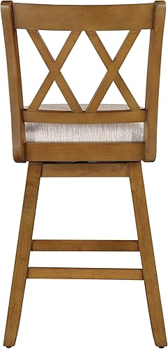 Miniatura 29 de Home Brookline - Taburete giratorio de bar con mecanismo giratorio de 360°, taburetes rústicos de granja para encimera de cocina con cojín, altura