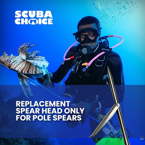 Scuba Choice 12 Stainless Steel Pole Spear Tip 8mm Female Single Barb Head Durable Replacement Spearfishing Tip for Cold Water & Ice Fishing (Thread Diameter: 14.2mm, line: 1.25mm)
