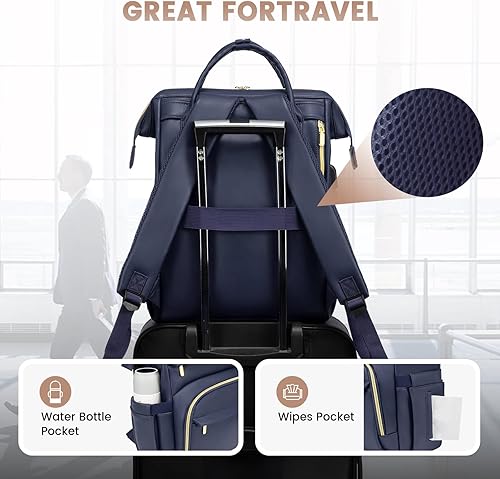 Miniatura 5 de LOVEVOOK Mochila de cuero para laptop para mujer de 15.6 pulgadas, mochila de viaje, mochila para enfermeras, profesores, bolsa de computadora