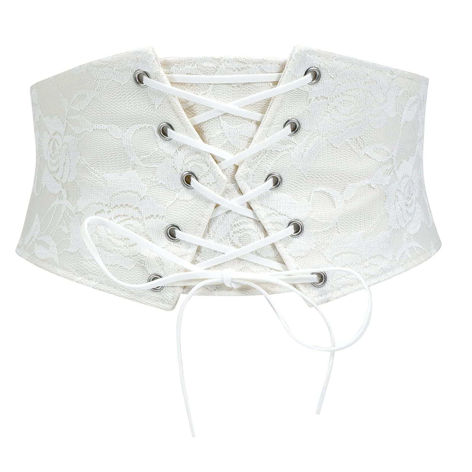 TRIWORKS Women Waist Belt Corset Lace Up Tied Waspie Elastic Wide Belt for Dresses Halloween Pirate Corset