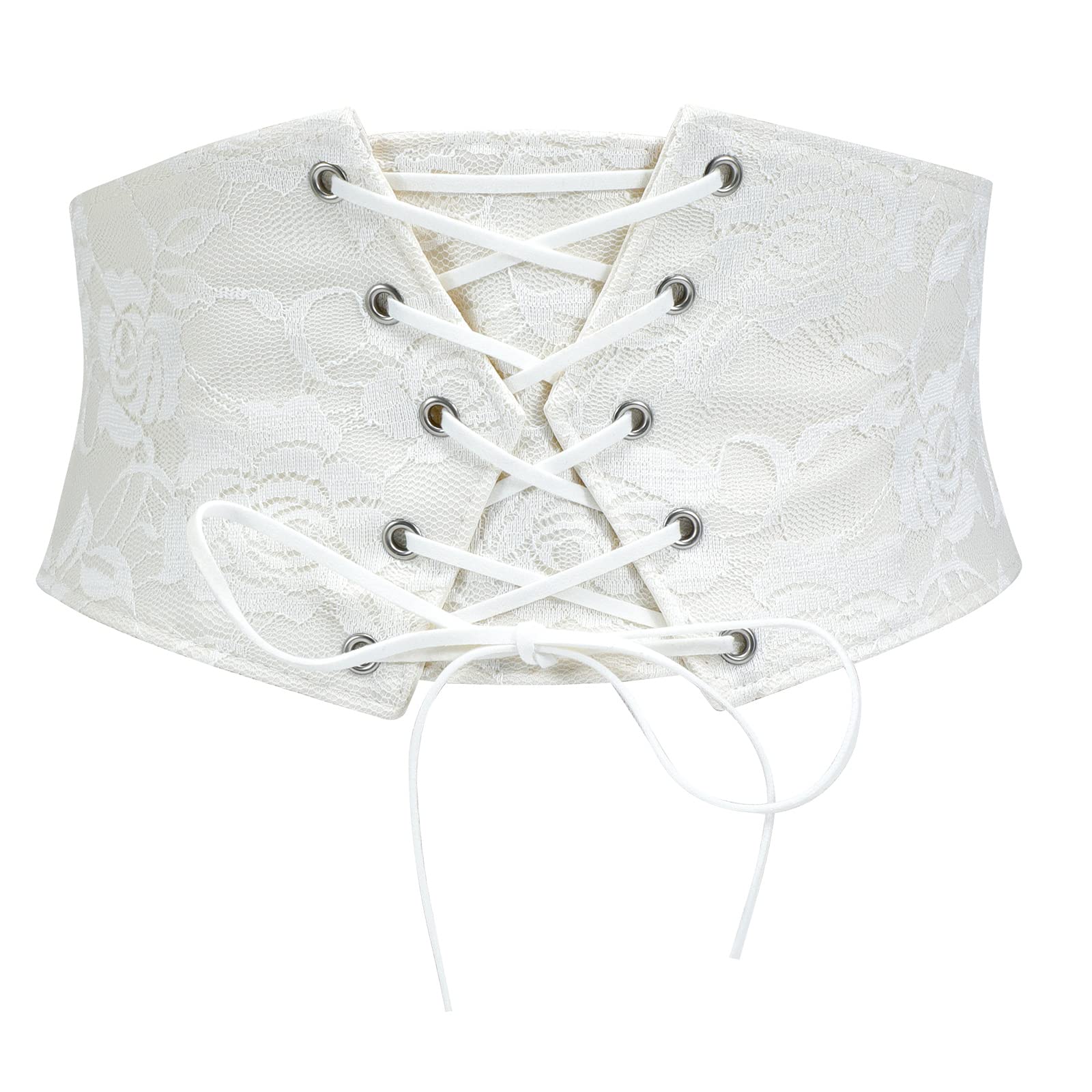 TRIWORKS Women Waist Belt Corset Lace Up Tied Waspie Elastic Wide Belt for Dresses Halloween Pirate Corset