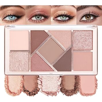 AMYS DIARY Matte taupe Shimmer Eye Shadow Palette Makeup,Eyeshadow Long Lasting Waterproof Cruelty-Free, 9 Blendable Shades in Smooth Matte and Shimmer Finishes with Gorgeous Pearls for woman
