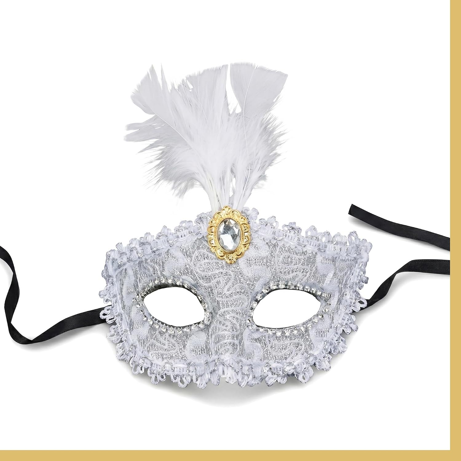 Feather Masquerade Mask,Venetian Half Face Eye Mask for Halloween Costume Party, Elegant Luxury Decor