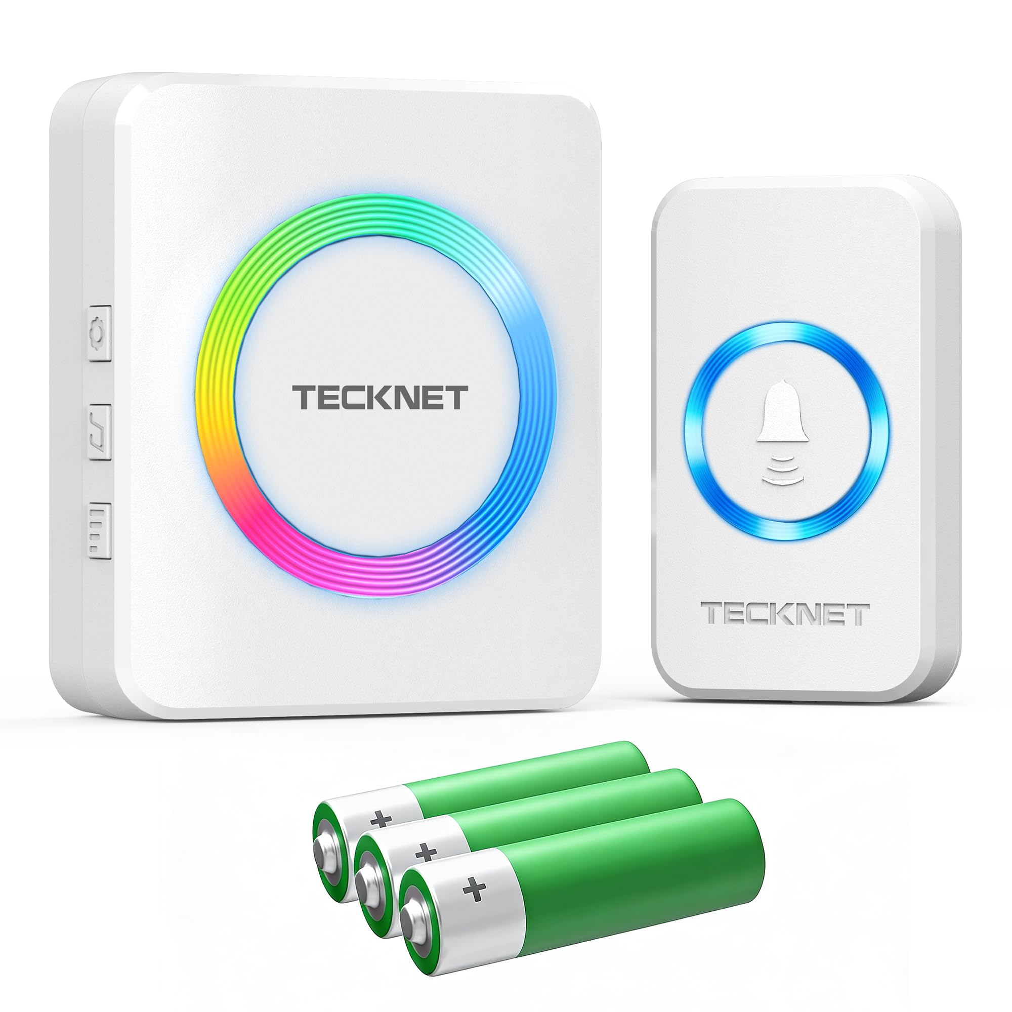 TECKNET Wireless Doorbell Battery Operated,IP66 Waterproof Door Bells,White