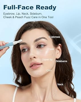 Eyebrow Trimmer, Facial Hair Trimmer Precision Detailer with Rinseable Blade, Battery Powered Double-Sided Eyebrow Razor with Comb, Compact Pen-Size Safe Painless Shaver for Chin Peach-Fuzz