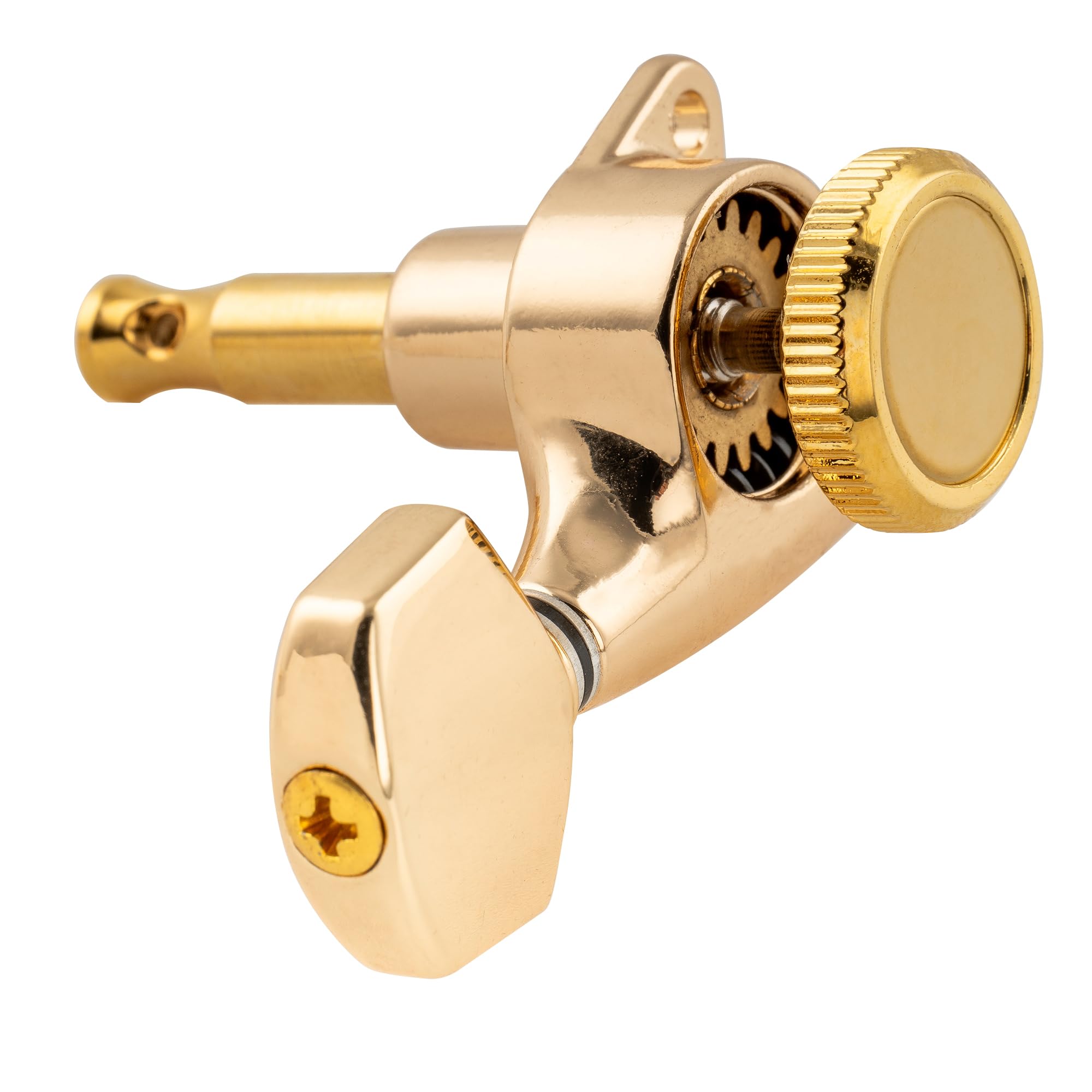 Musiclily Pro 6 w linii Tunery Blokujące Gitarowe Klucze Blokowane Locking Tuners Kołki Strojenia do Gitary Elektrycznej Strat Tele, Złoty Pokrętła Sześciokątna