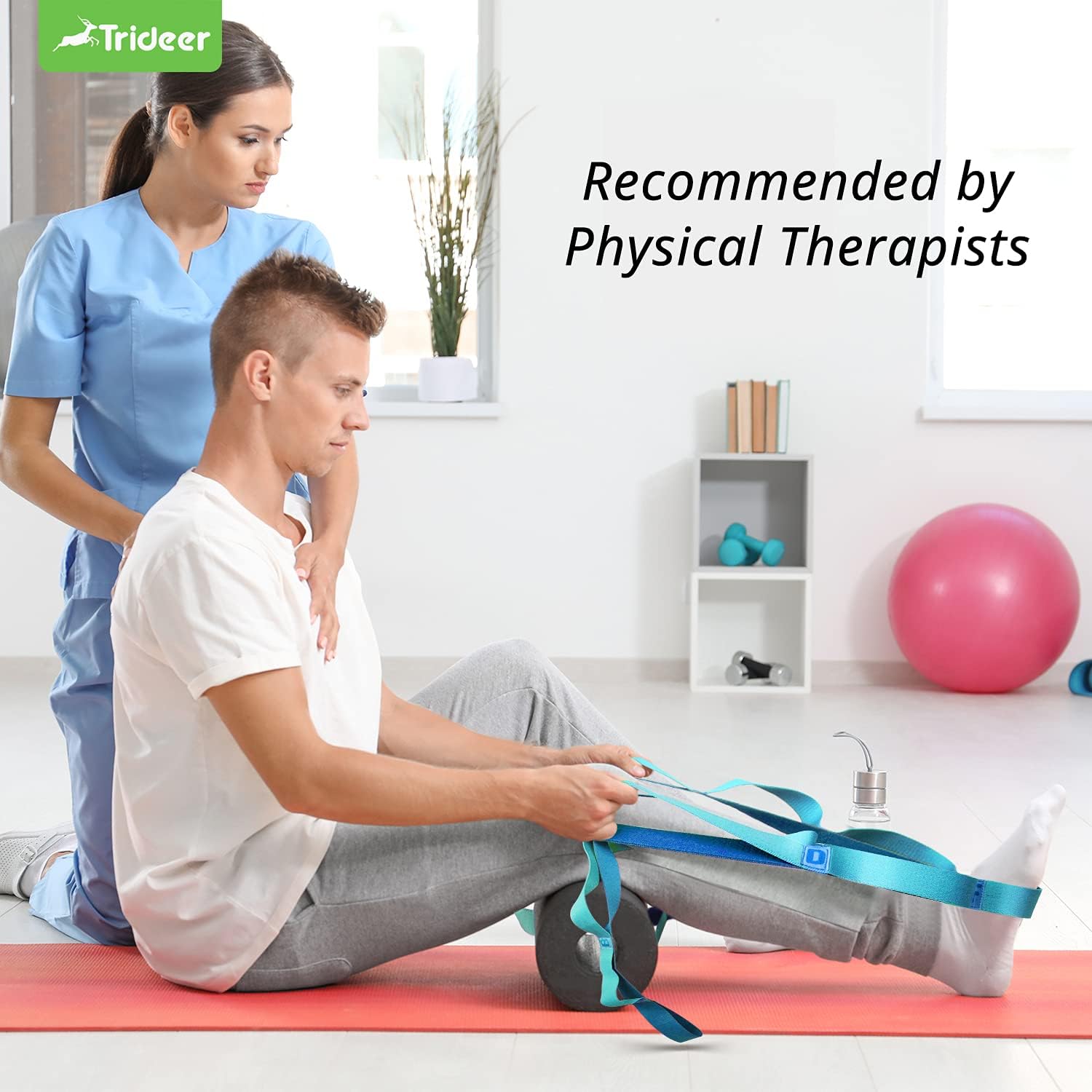 Trideer Lettered Stretching Strap - 12 Loops Non-Elastic Stretch Strap, Perfect Home Workout Stretching Out Strap for Physical Therapy, Yoga, Pilates, Dance - Extra Guide & Carry Bag : Sports & Outdoors