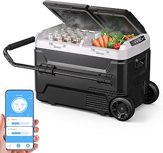 KROAK 40L Kompressor-Kühlbox mit Bluetooth-App, 2 unabhängige Temperaturzonen (-20°C bis +20°C), 12V/24V/230V – inkl. Rollen & Trennwand, leiser Betrieb (45 dB) – ideal für Auto, Caravan, Camping