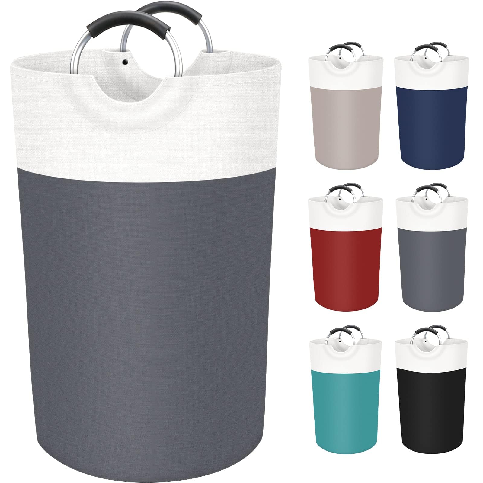 BlissTotes 115L Laundry Basket, Freestanding Collapsible Hamper, Gray