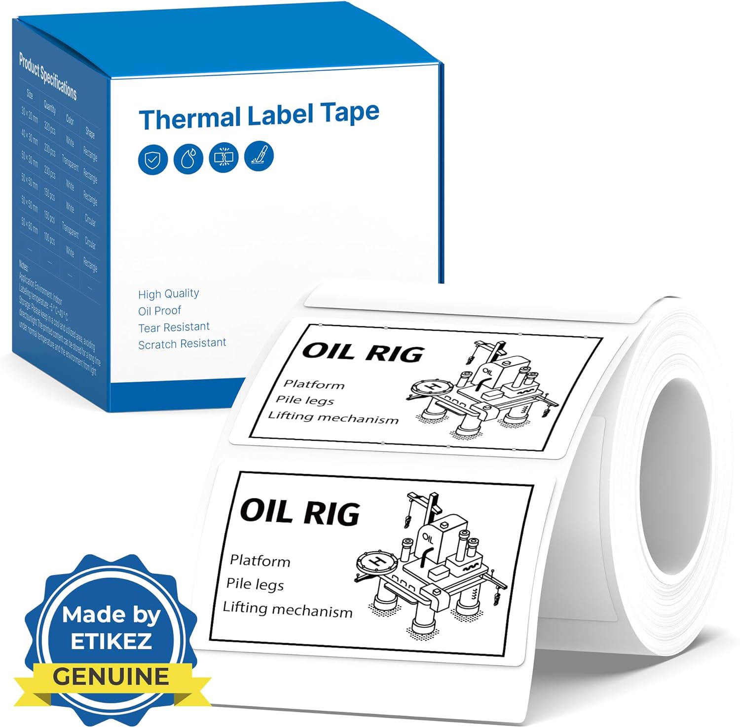Thermal Label for PM260 Printer, 2"x1.18"(50x30mm) Thermal Tape, Waterproof, Multi-Purpose Label, 1 Roll of 230 Self-Adhesive Thermal Paper (White) Wh
