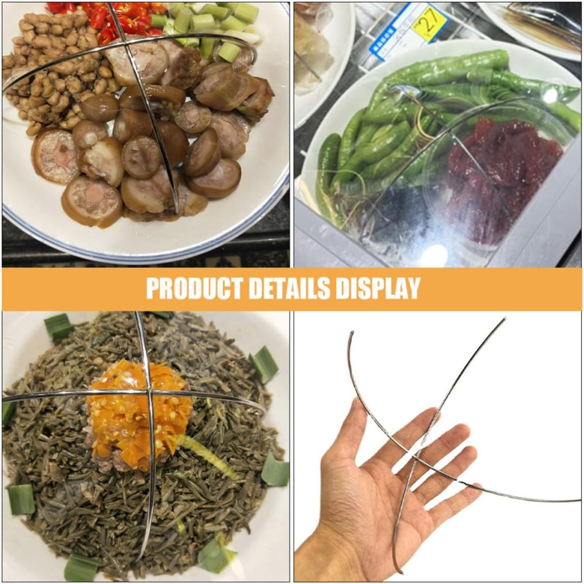 Zerodeko 5pcs Stainless Steel Cross-shaped Support Frame for Plastic Wrap and Dishes, Kitchen Accessory with Maximum Stability and Even Presentation, for Foodservice Establishments