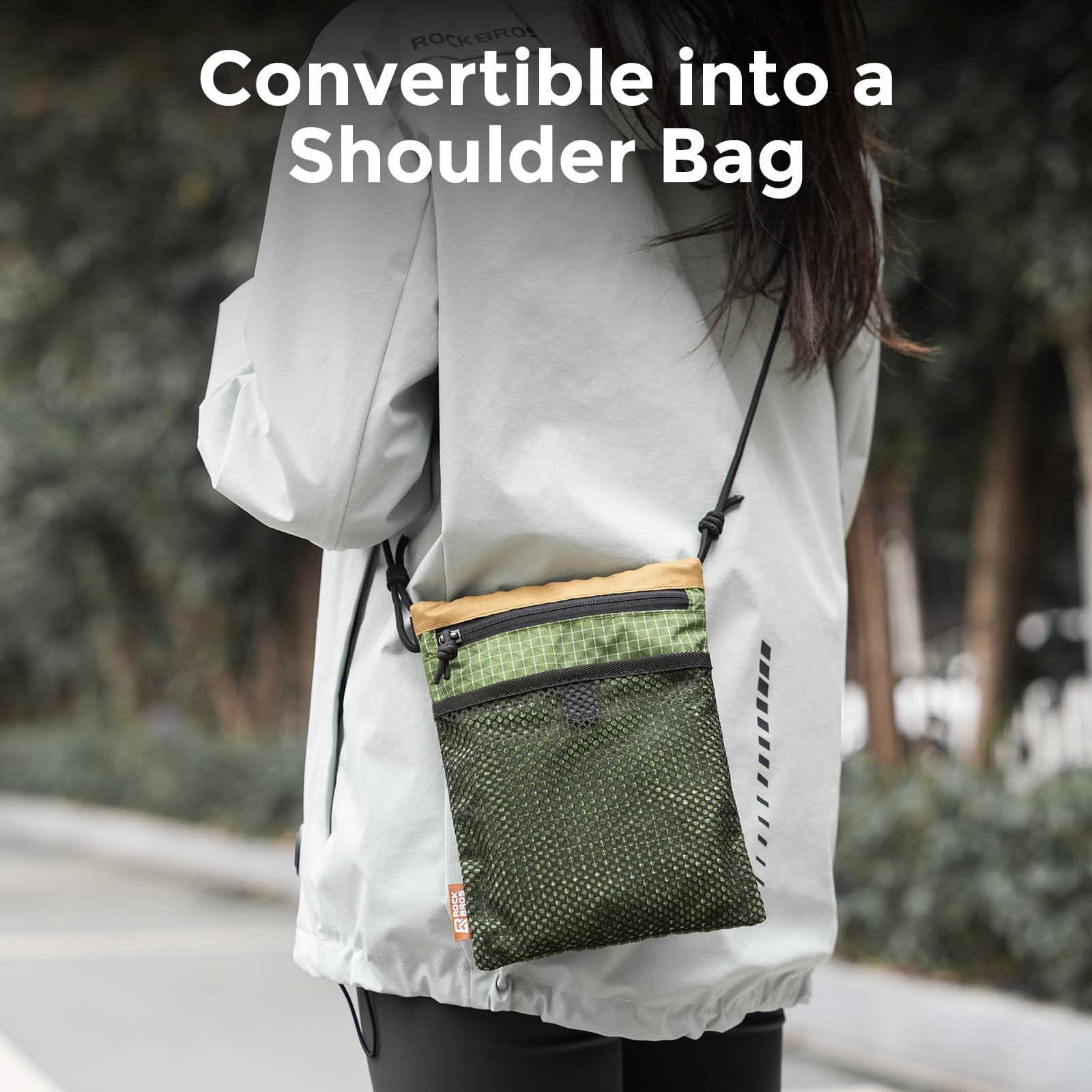ROCKBROS Sac de guidon de vélo, sac avant léger 2 en 1 et sac à bandoulière réglable, sac de vélo multifonction pour vélos pliants, scooters, vélos pour enfants (noir)