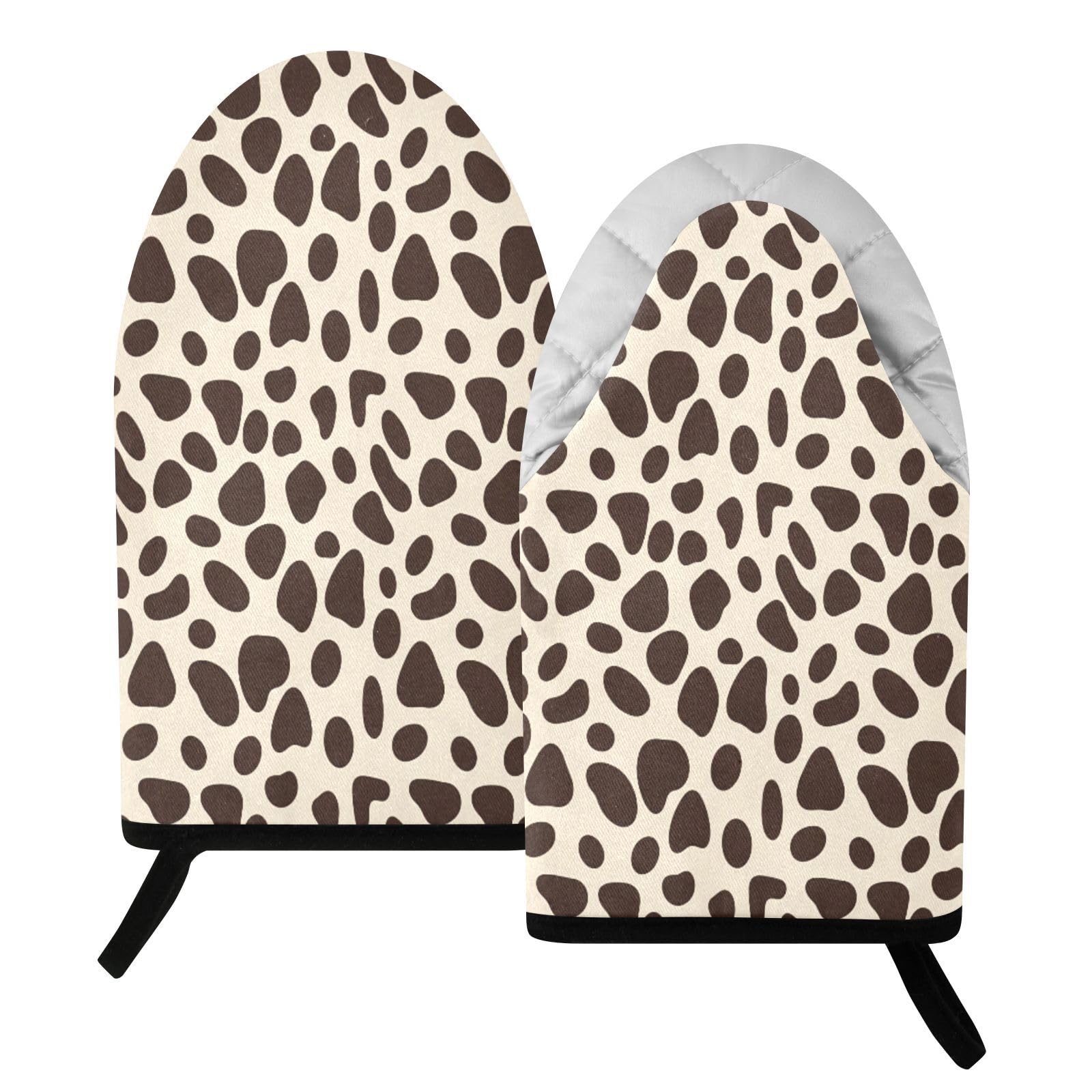 BURSTDDY Leopard Print Oven Mitt,Heat Resistant Kitchen Mitts for Cooking
