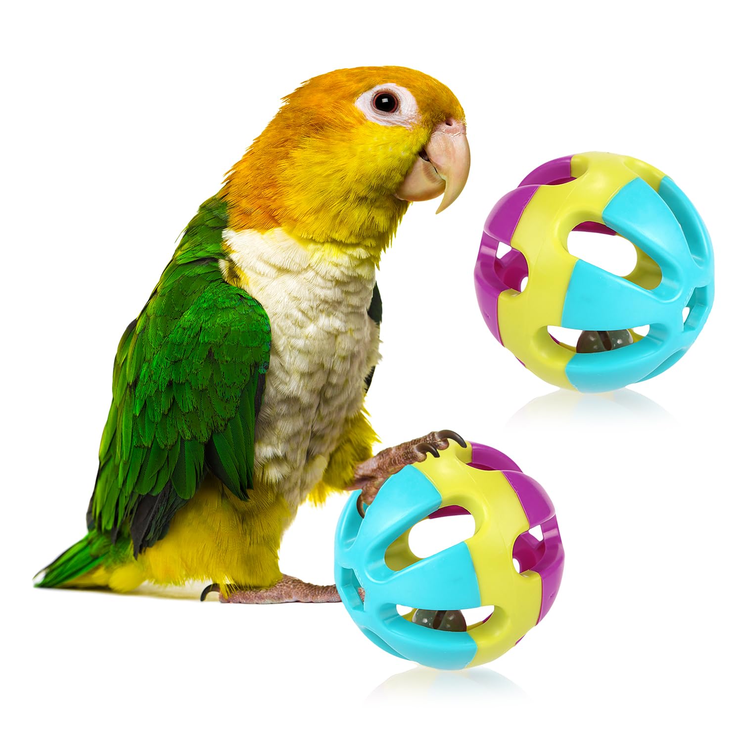 DVOFU 4-Piece Multicolor Parrot Bell Ball Plastic Colorful Birds Ball with Bell Interactive Pet Toy for Small Pets Parrot - Image 4